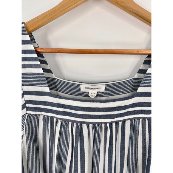 Like New! BeachLunchLounge Blue Striped Flutter Sleeve Naomi Blouse - Medium - Picture 6 of 11